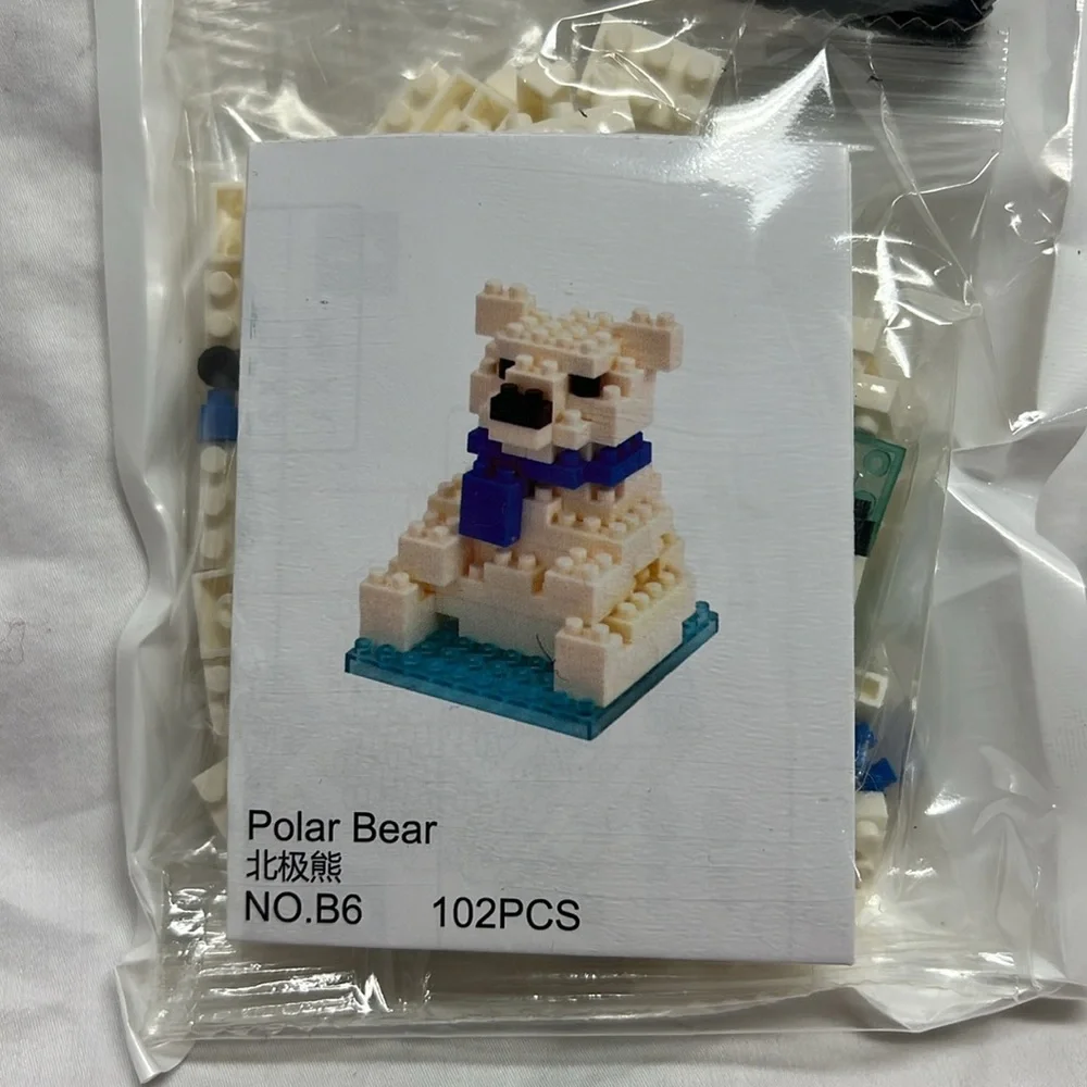 Panda and polar bear mini building block set